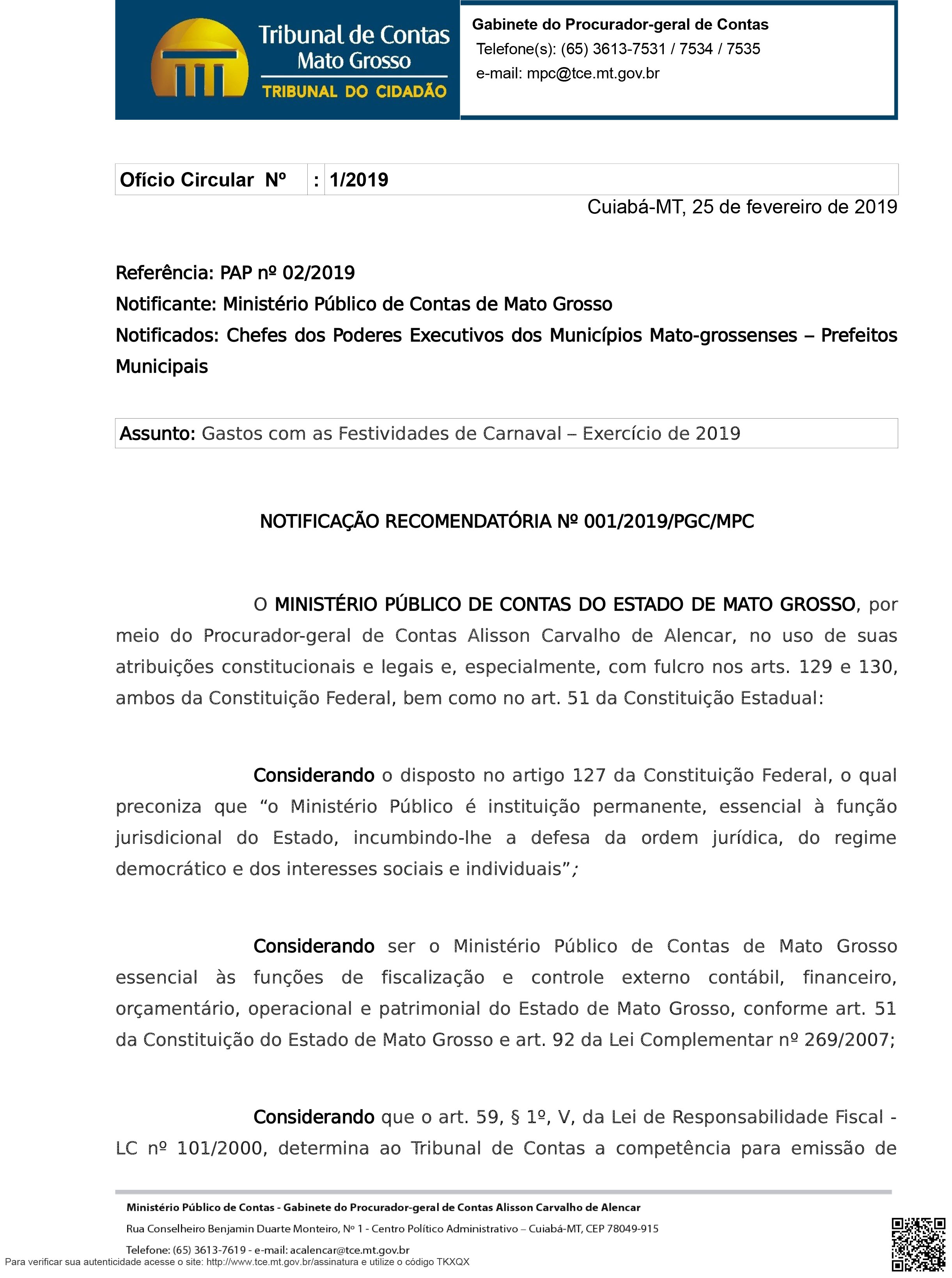 Veja a notificação recomendatória. - Ministério Público do Estado do